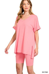 Zenana V-Neck Short Set