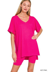 Zenana V-Neck Short Set