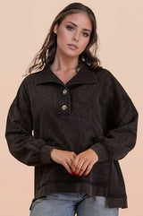 Very J Mineral Washed Knit Causal Top