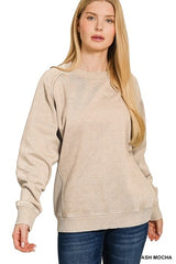 Acid Wash Fleece Sweatshirt Side Rib