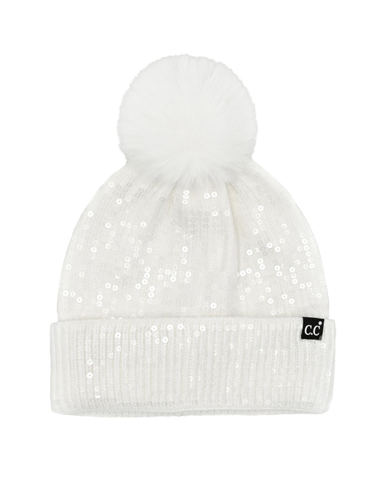 Sequin Pom Beanie