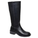 Black knee-high boot on a white background