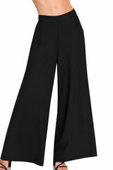women's black wide leg pants