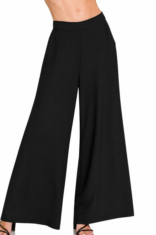 women's black wide leg pants
