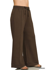 Zenana Plus Scuba Pintuck Wide Leg Pants