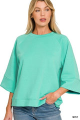 Zenana Scuba 3/4 Sleeve Pullover