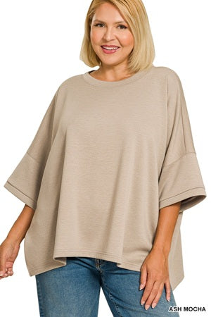 Zenana Plus Scuba Round Neck Top