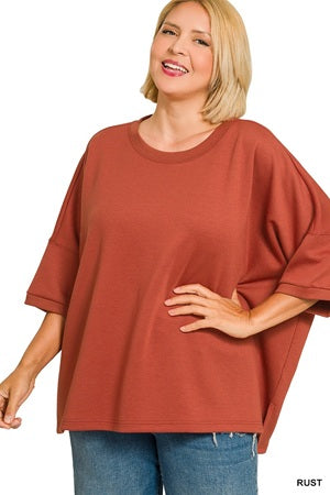 Zenana Plus Scuba Round Neck Top
