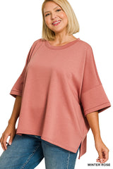 Zenana Plus Scuba Round Neck Top