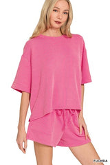 Zenana Ribbed SS Short Set