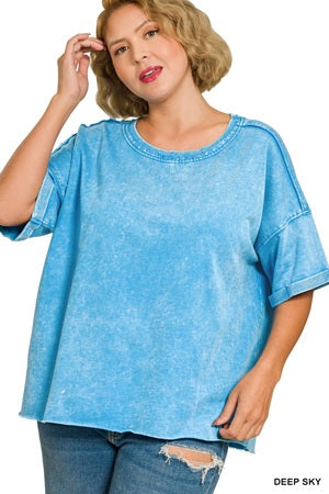 Zenana Plus Acid Wash Tee