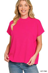 Zenana Mock Neck SS Sweater