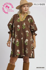 Umgee Plus Tunic Dress with Contrast Trim