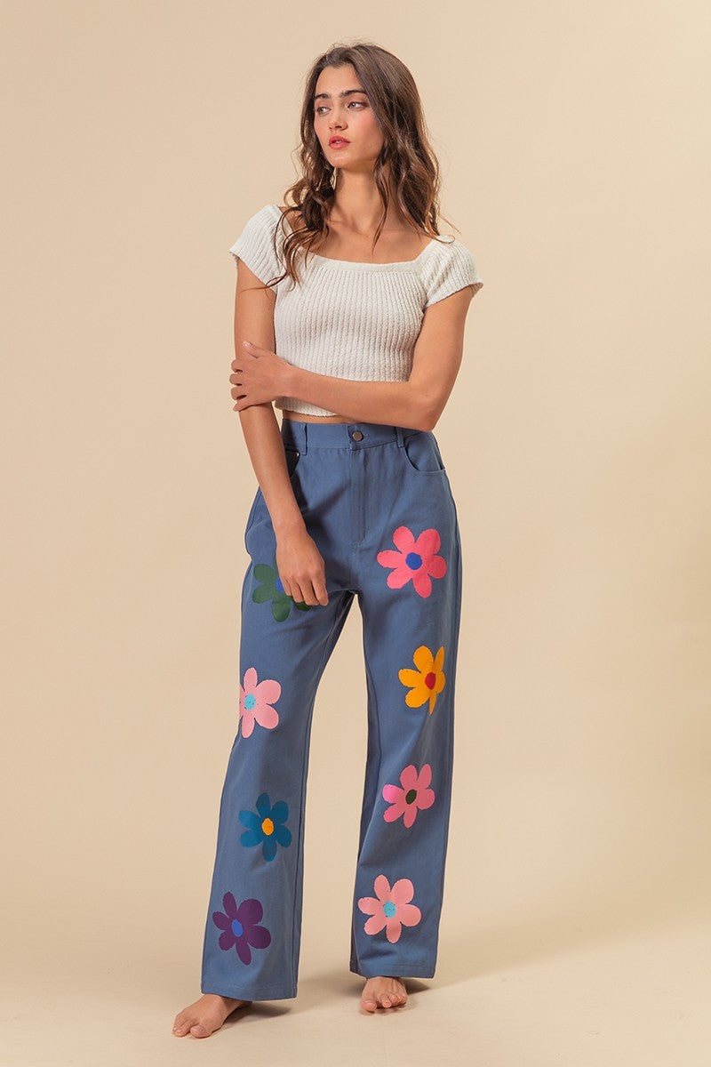 Flower Print Pants