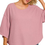 Zenana Plus Double-Knit Curved Hem SS Top