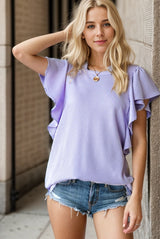 Short Ruffled Sleeve Top