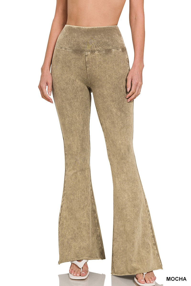 Acid Wash Flare Leg Pants