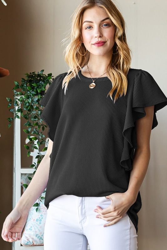 Short Ruffled Sleeve Top