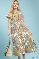 Umgee Flutter Sleeve Midi Dress