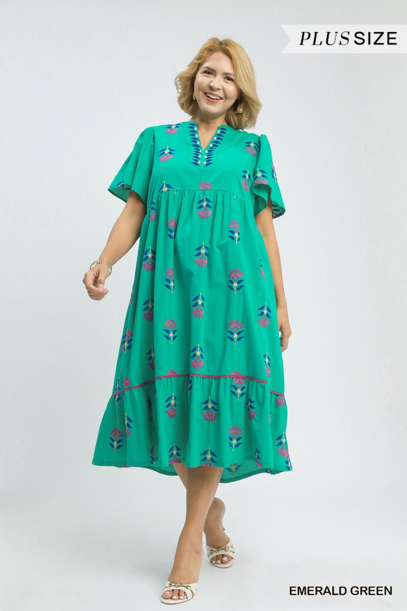 Plus size emerald green tiered dress